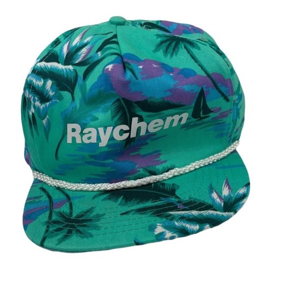 Vintage Rachem Baseball Hat Cap Green Flower Pattern Rope C23 - Picture 8 of 9